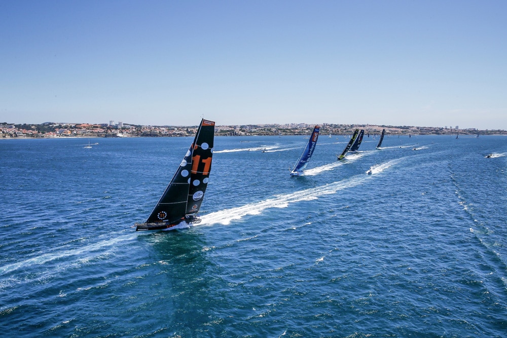 11th hour racing team lead the imoca 60 fleet in the cascais coastal race